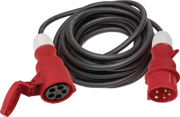 CEE-Verlängerung m.Phasenwendestecker 16A 400V 10m H07RN-F 5x2,5mm² schwarz IP44