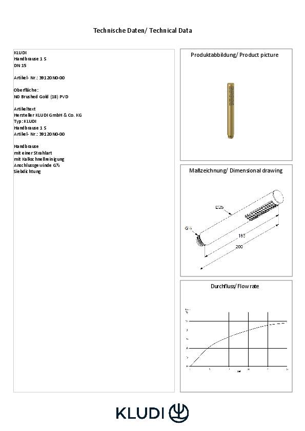 Kludi Handbrause NOVA FONTE 1S, DN 15 brushed gold