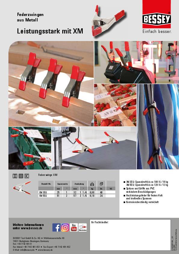 Federzwinge XM5EU Spann-W.50mm A.57mm BESSEY