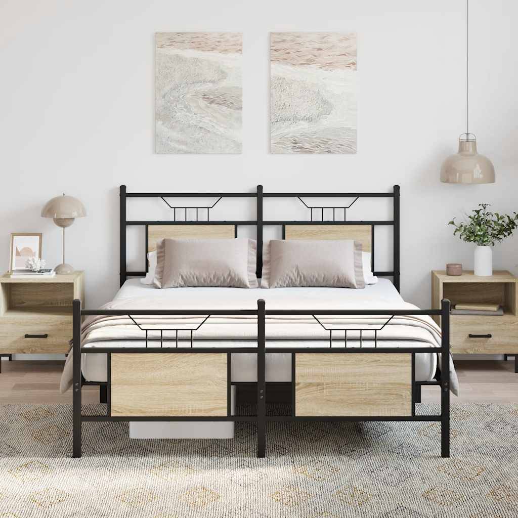 vidaXL Bettgestell ohne Matratze Sonoma-Eiche 137x190 cm Holzwerkstoff