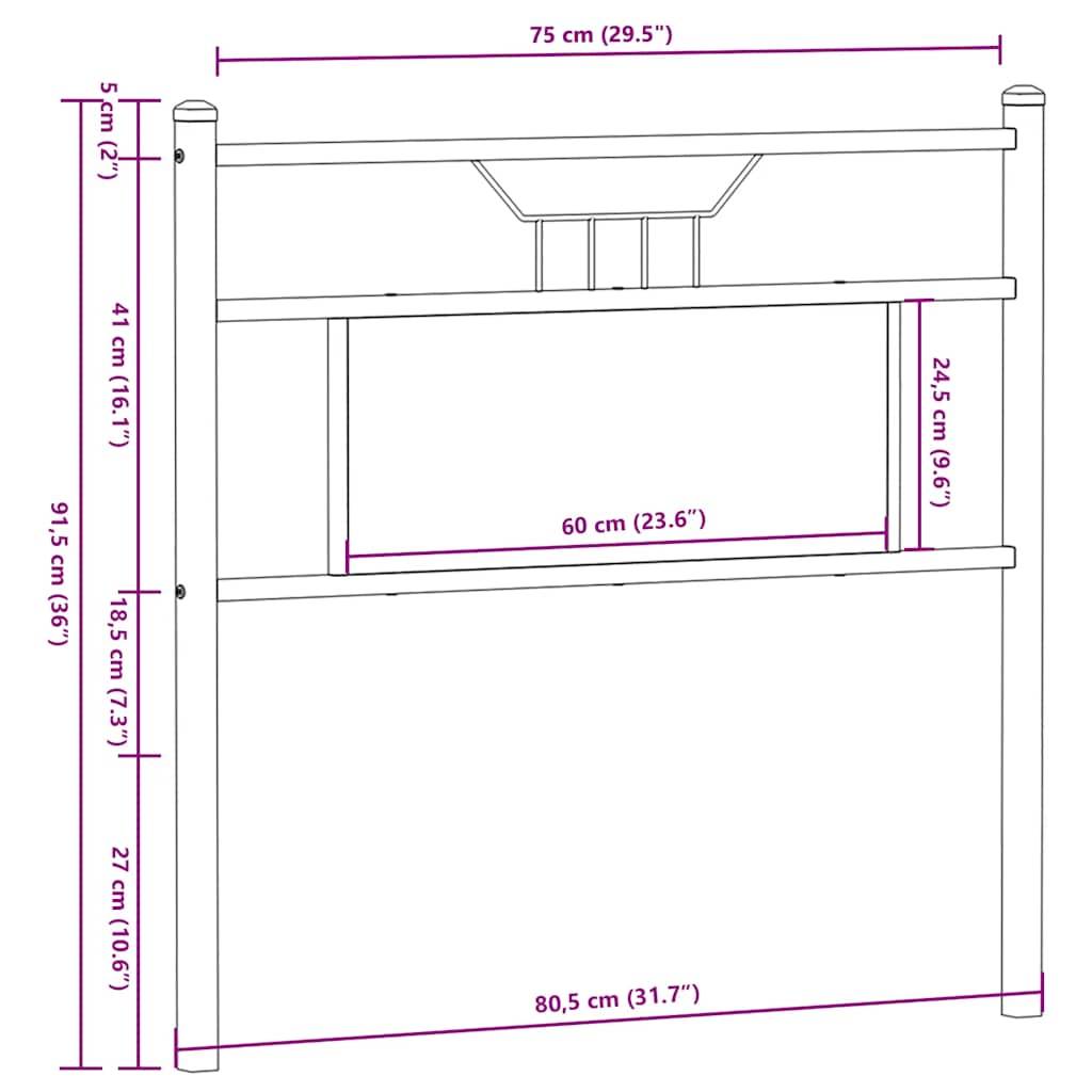 vidaXL Kopfteil Räuchereiche 75 cm Holzwerkstoff und Stahl