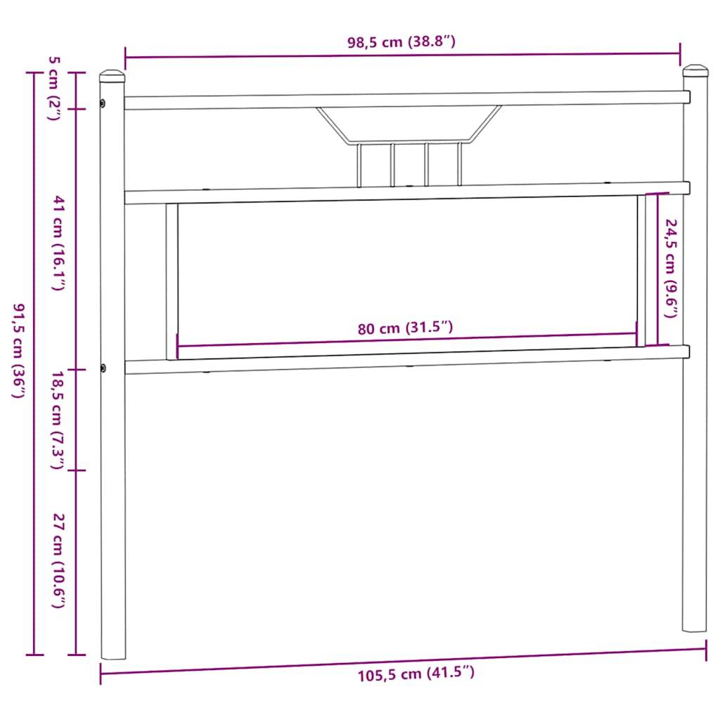 vidaXL Kopfteil Braun Eichen-Optik 100 cm Holzwerkstoff und Stahl
