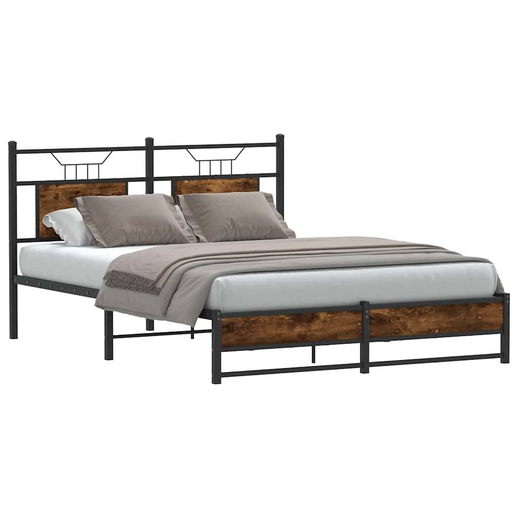 vidaXL Bettgestell ohne Matratze Räuchereiche 150x200 cm Holzwerkstoff