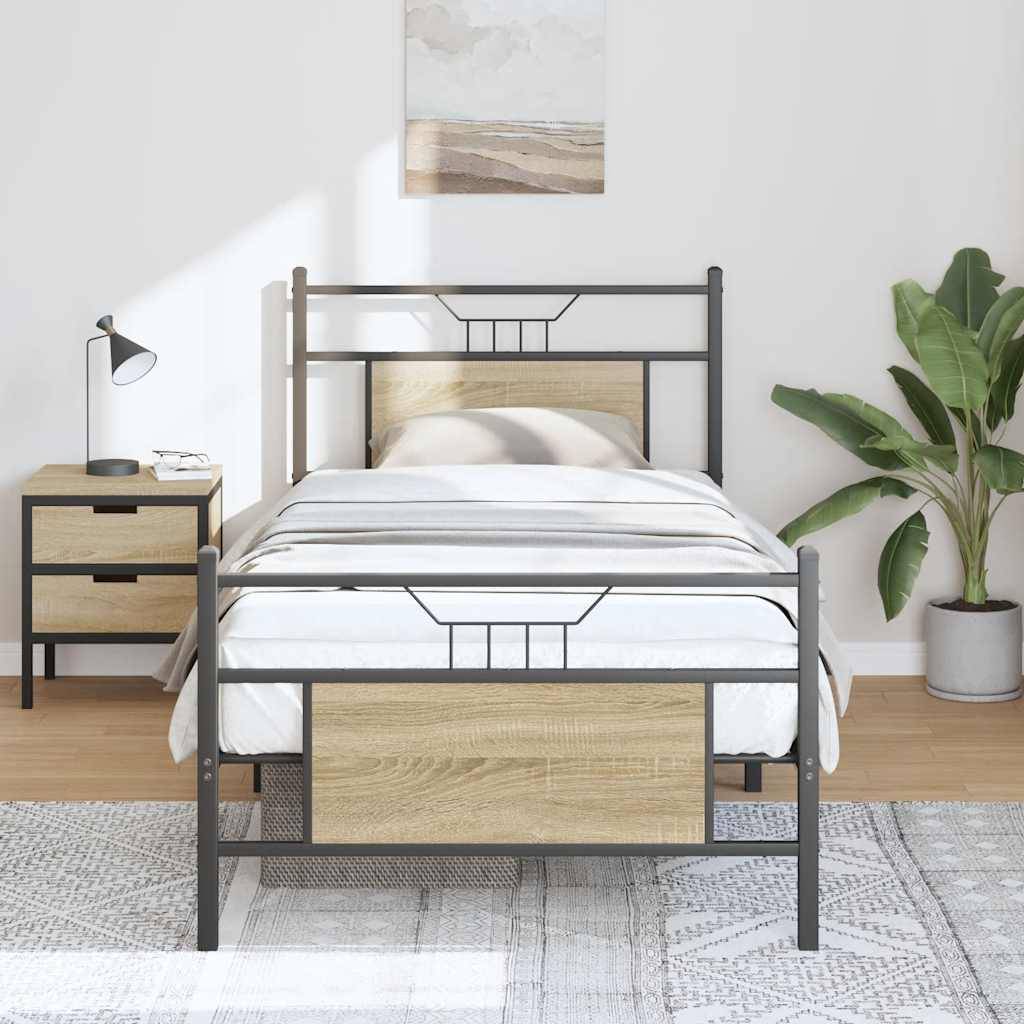 vidaXL Bettgestell ohne Matratze Sonoma-Eiche 90x200 cm Holzwerkstoff