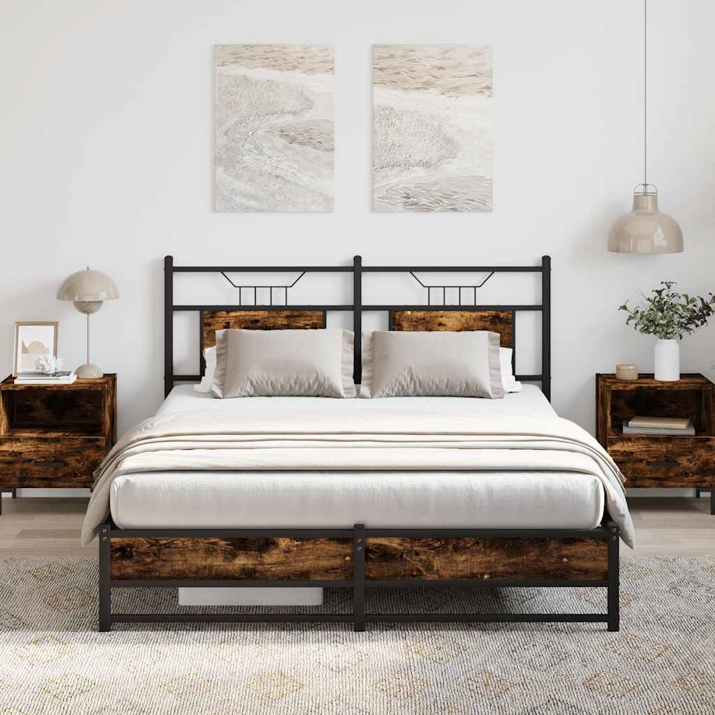 vidaXL Bettgestell ohne Matratze Räuchereiche 150x200 cm Holzwerkstoff