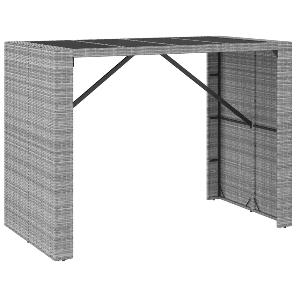vidaXL 7-tlg. Gartenbar-Set mit Kissen Grau Poly Rattan
