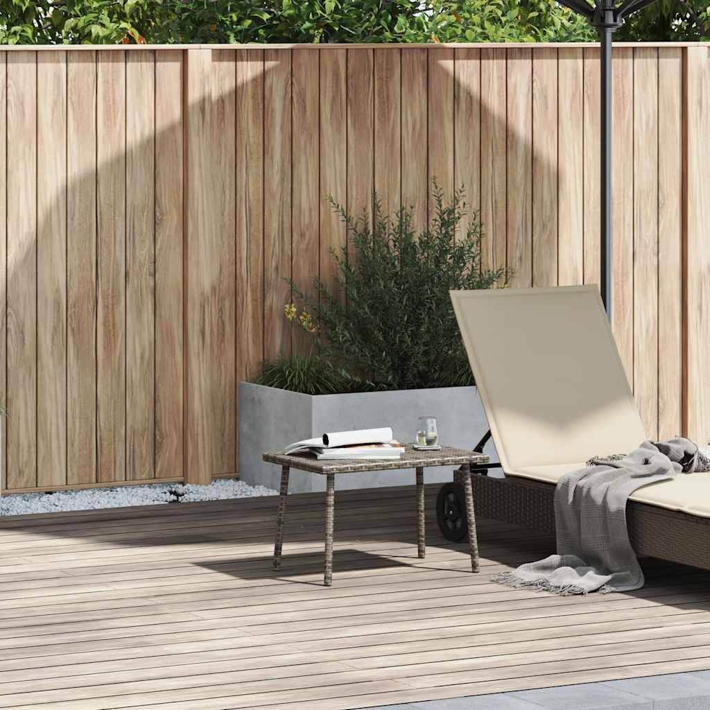 vidaXL Garten-Couchtisch Rechteckig Grau 60x40x37 cm Poly Rattan