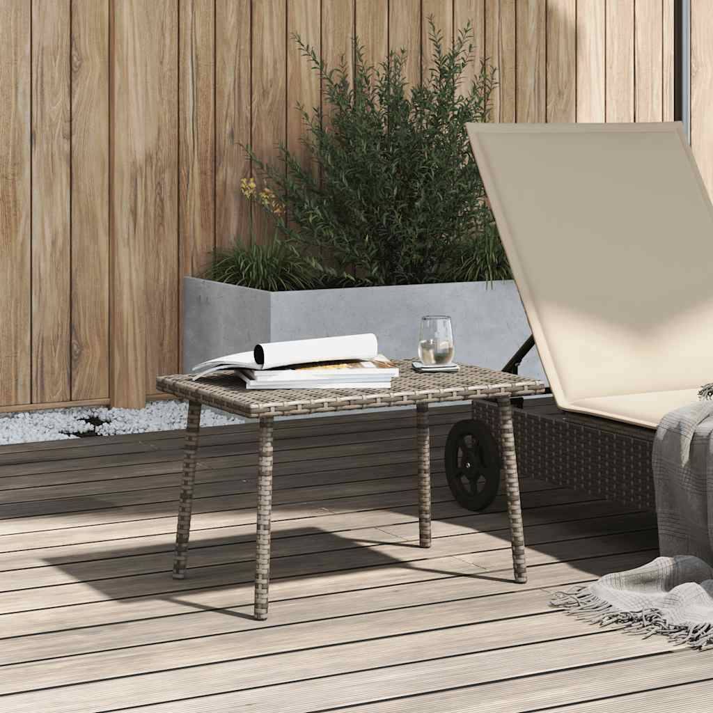 vidaXL Garten-Couchtisch Rechteckig Grau 60x40x37 cm Poly Rattan