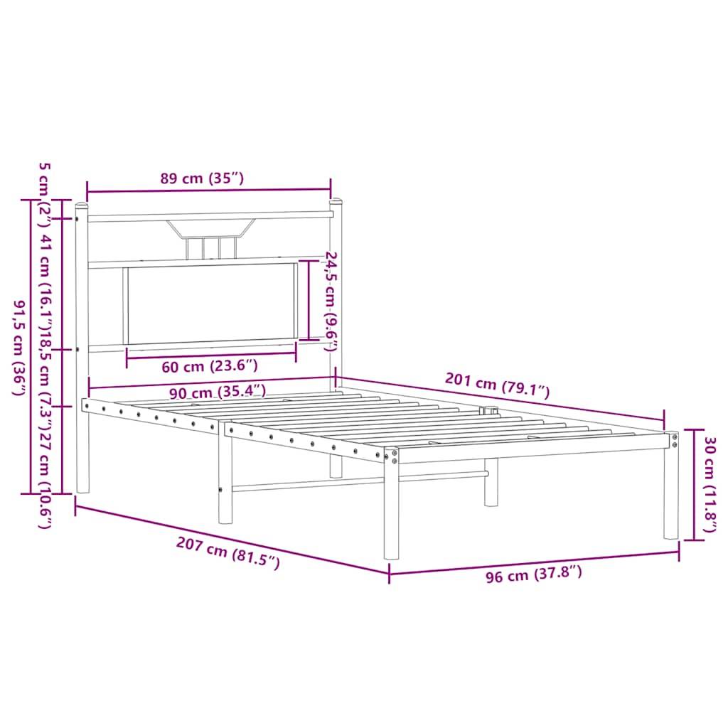vidaXL Bettgestell ohne Matratze Sonoma-Eiche 90x200 cm Holzwerkstoff