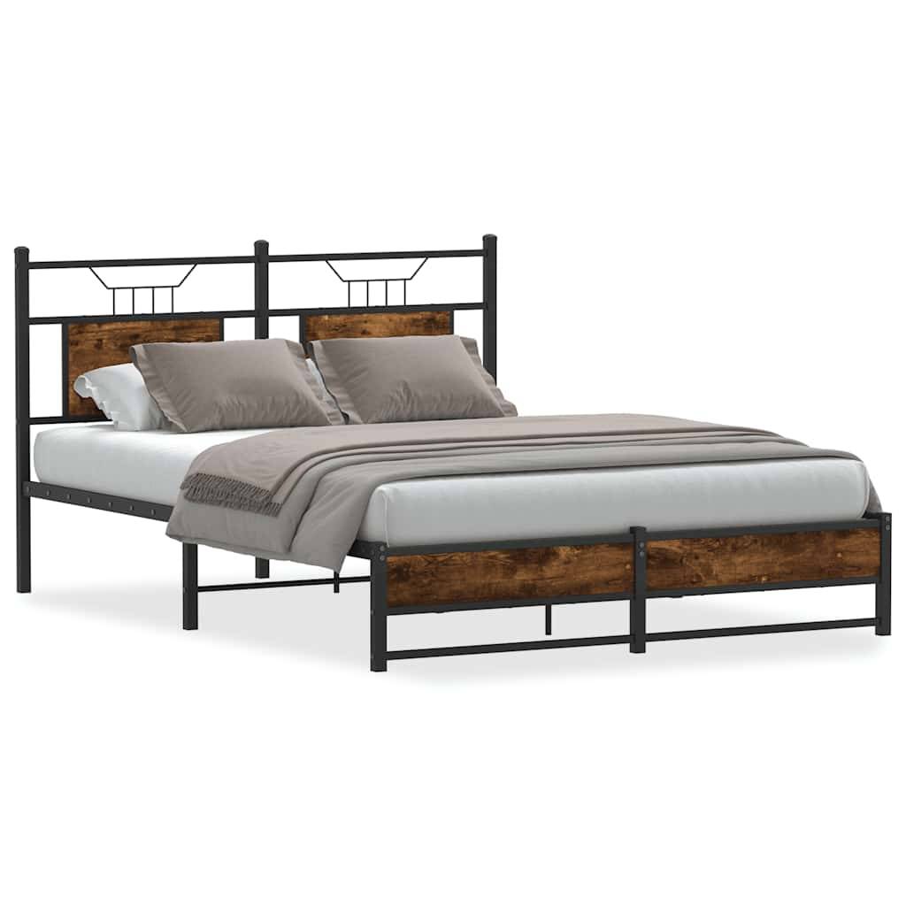 vidaXL Bettgestell ohne Matratze Räuchereiche 150x200 cm Holzwerkstoff