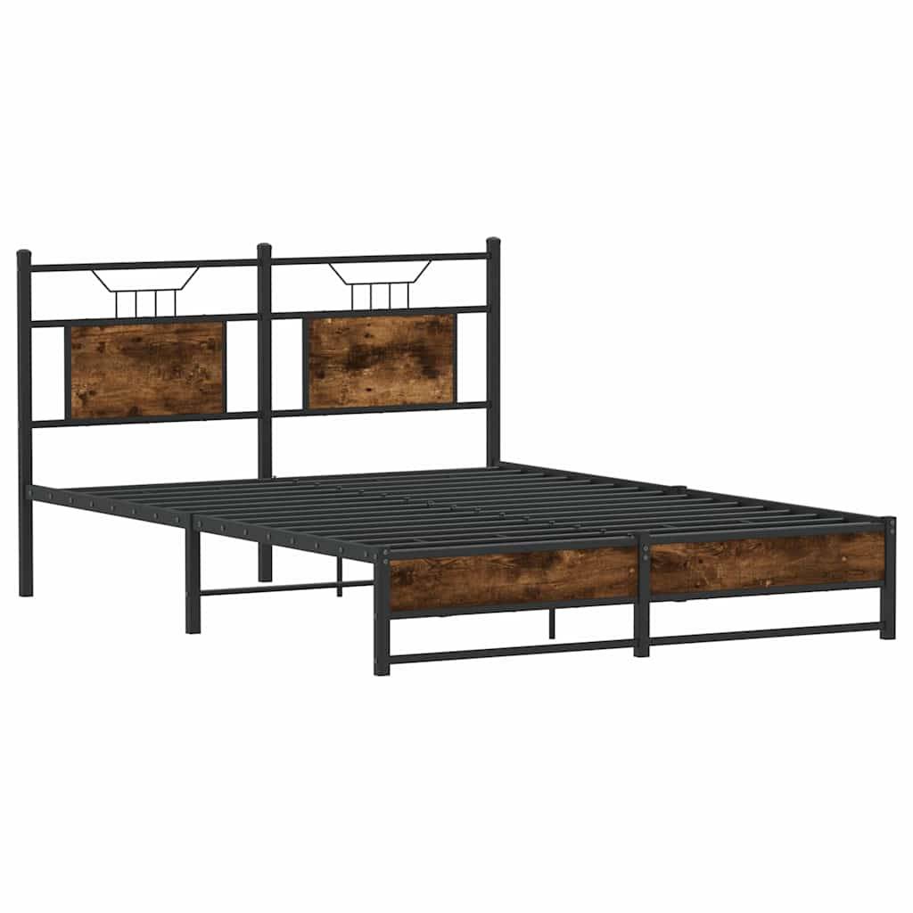 vidaXL Bettgestell ohne Matratze Räuchereiche 150x200 cm Holzwerkstoff