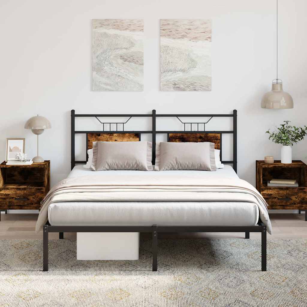 vidaXL Bettgestell ohne Matratze Räuchereiche 150x200 cm Holzwerkstoff