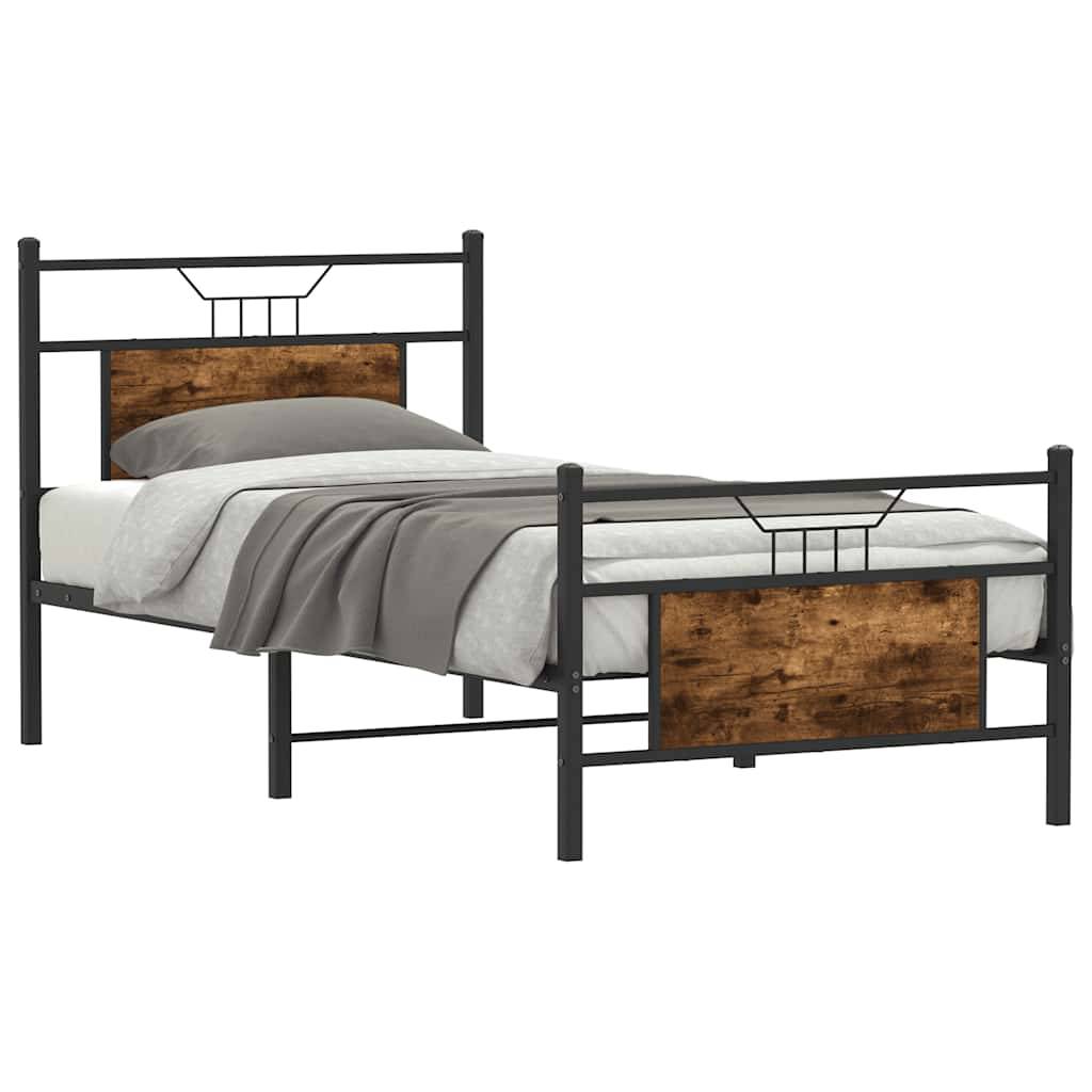 vidaXL Bettgestell ohne Matratze Räuchereiche 75x190 cm Holzwerkstoff