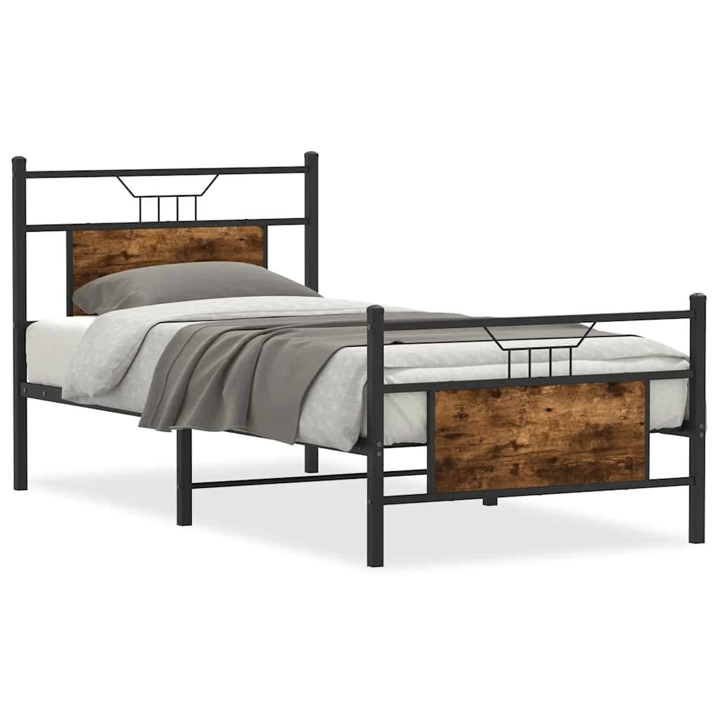 vidaXL Bettgestell ohne Matratze Räuchereiche 75x190 cm Holzwerkstoff