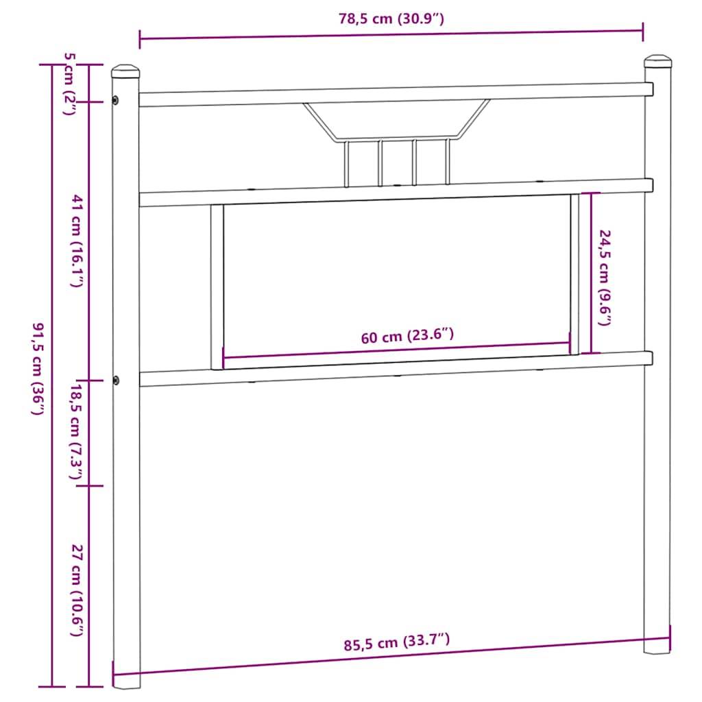 vidaXL Kopfteil Sonoma-Eiche 80 cm Holzwerkstoff und Stahl