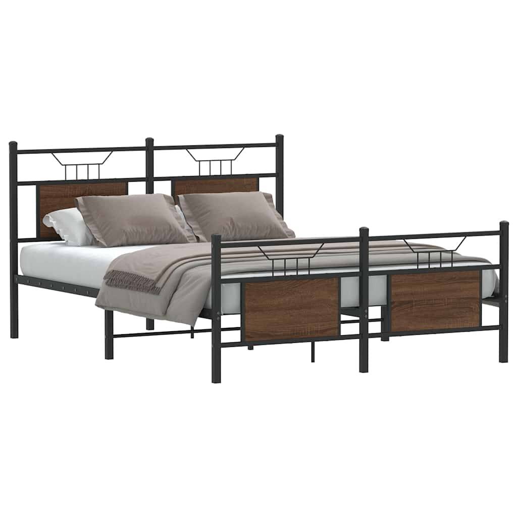 vidaXL Bettgestell ohne Matratze Braun Eiche 140x190 cm Holzwerkstoff
