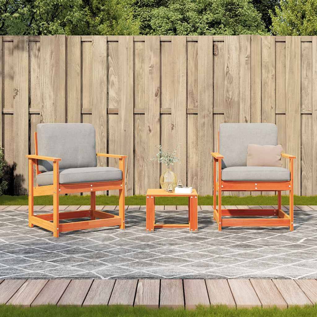 vidaXL 3-tlg. Garten-Lounge-Set Wachsbraun Massivholz Kiefer