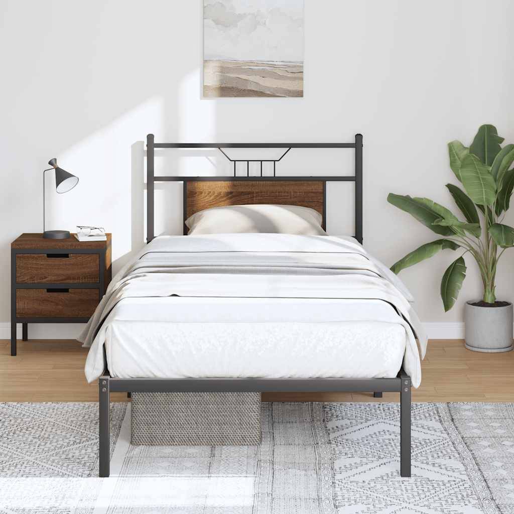 vidaXL Bettgestell ohne Matratze Braun Eiche 90x190 cm Holzwerkstoff