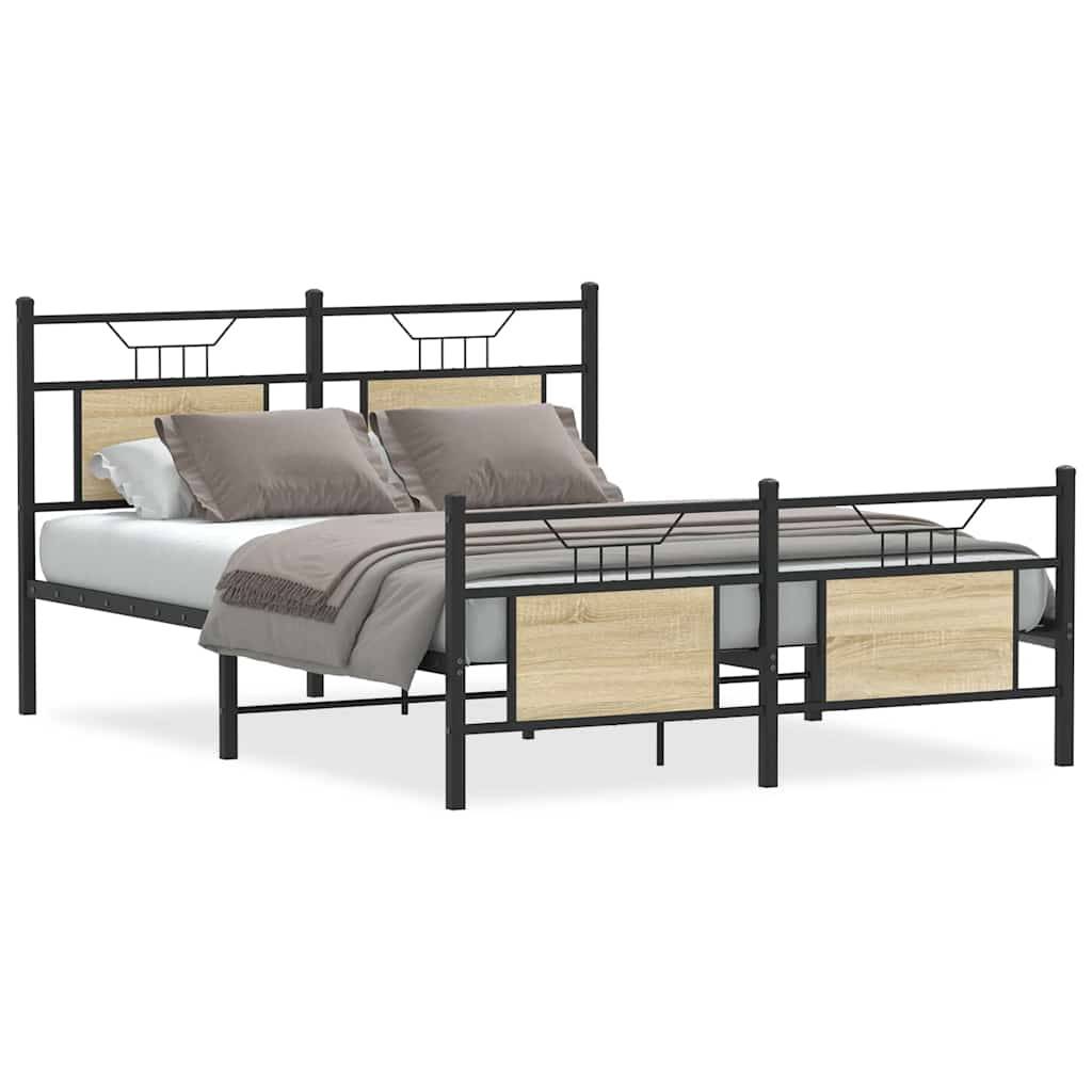 vidaXL Bettgestell ohne Matratze Sonoma-Eiche 137x190 cm Holzwerkstoff