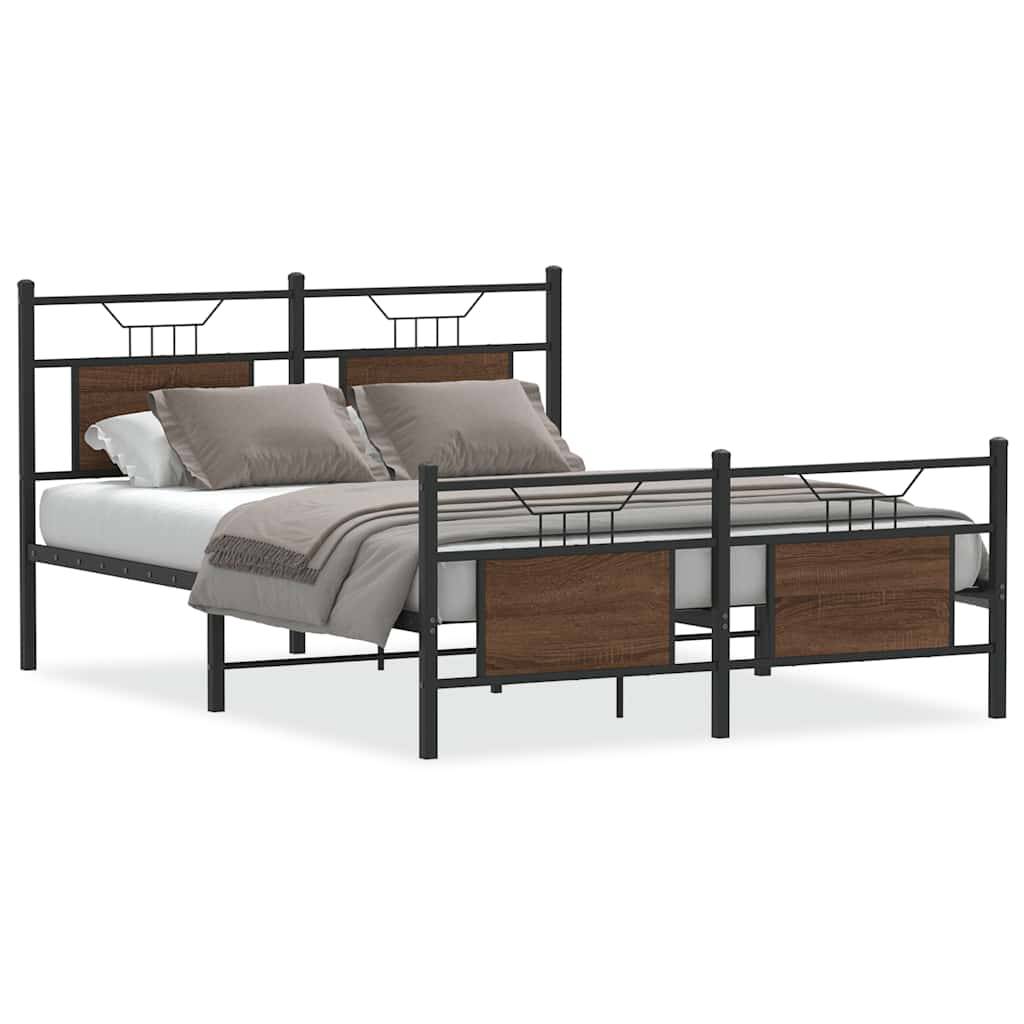 vidaXL Bettgestell ohne Matratze Braun Eiche 140x190 cm Holzwerkstoff