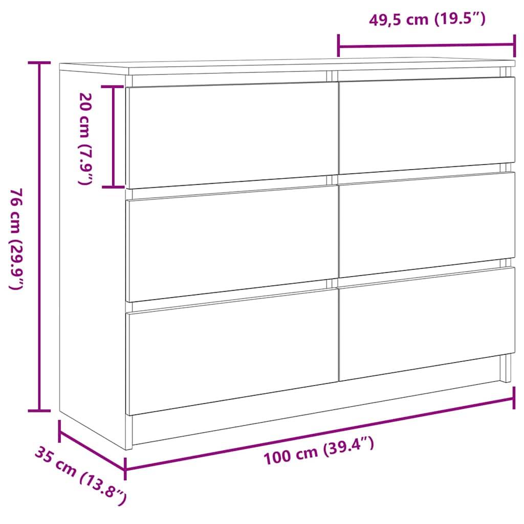 vidaXL Sideboard Sonoma-Eiche 100x35x76 cm Holzwerkstoff