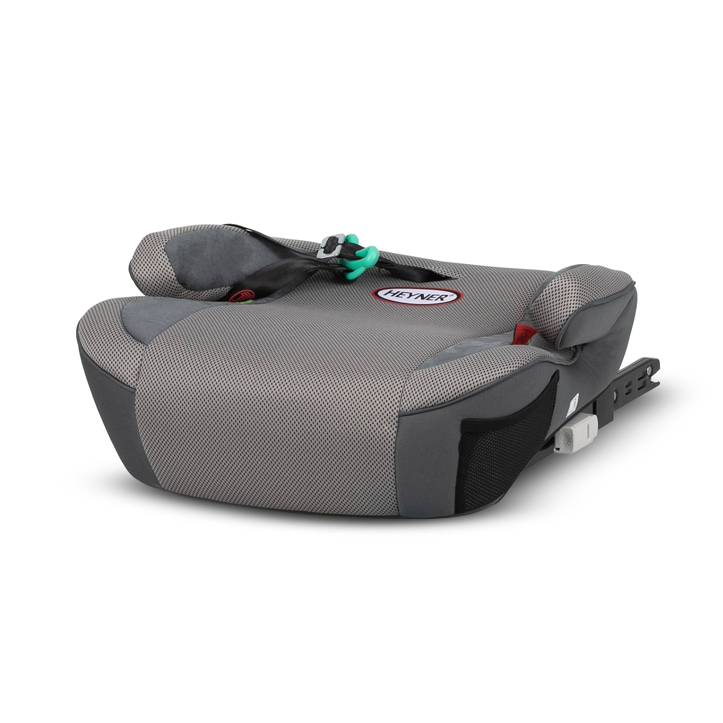 HEYNER® Sitzerhöhung i-Fix-SafeUp-L i-Size ISOFIX Autokindersitz Pkw grau Zertifiziert nach R129 (125-150 cm),