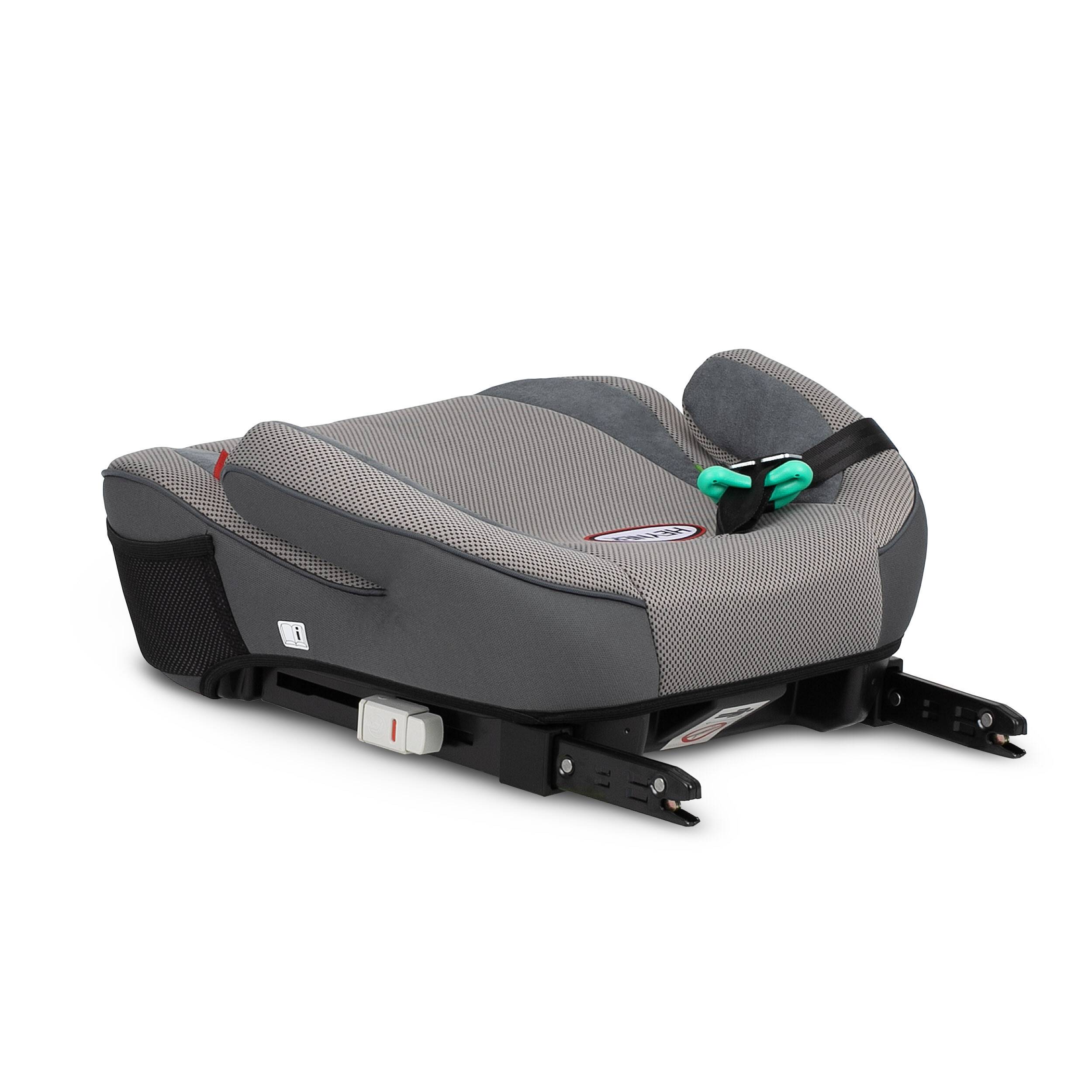 HEYNER® Sitzerhöhung i-Fix-SafeUp-L i-Size ISOFIX Autokindersitz Pkw grau Zertifiziert nach R129 (125-150 cm),