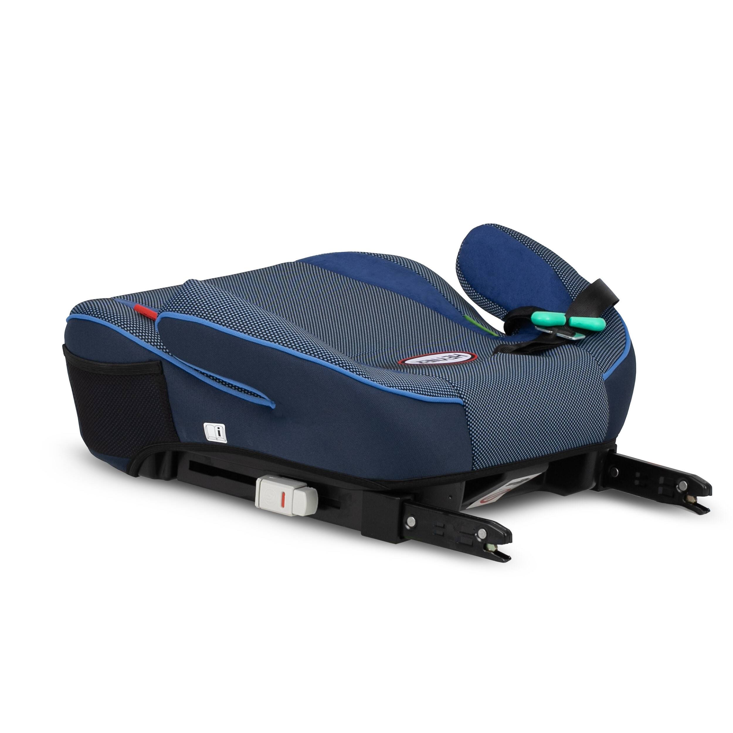 HEYNER® Sitzerhöhung i-Fix-SafeUp-L i-Size ISOFIX Autokindersitz Pkw blau Zertifiziert nach R129 (125-150 cm),