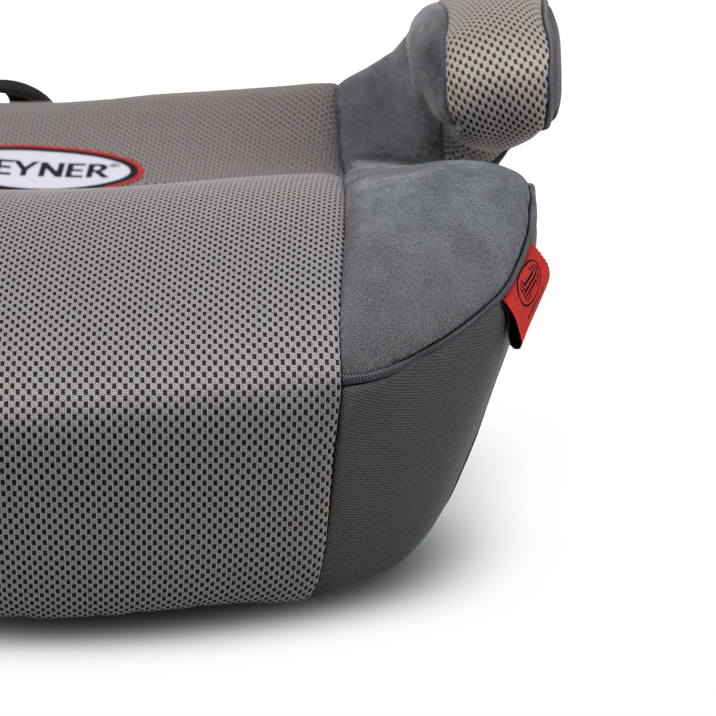 HEYNER® Sitzerhöhung i-SafeUp-L i-Size Autokindersitz Gurt-Einbau Pkw grau Zertifiziert nach R129 125-150 cm,