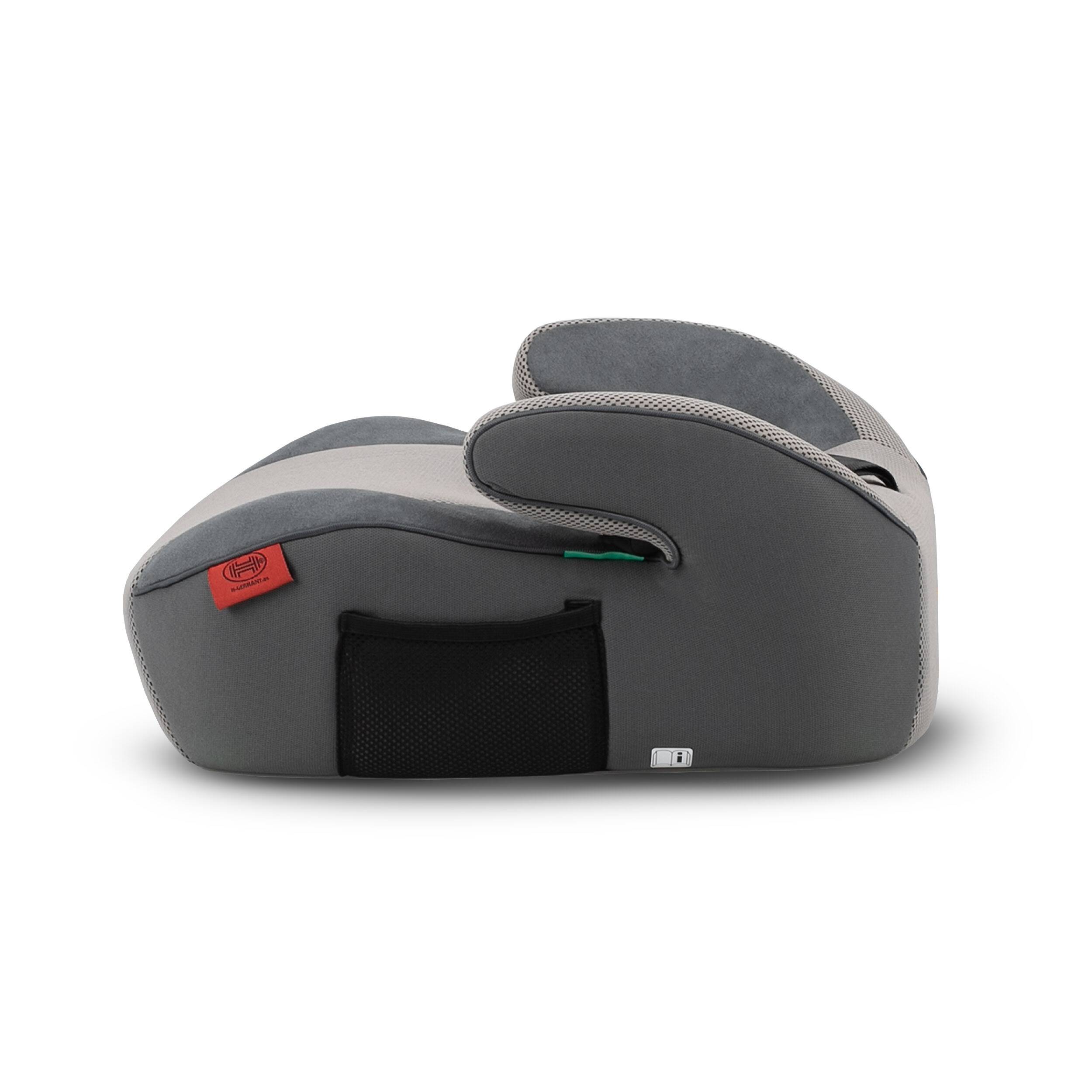 HEYNER® Sitzerhöhung i-SafeUp-L i-Size Autokindersitz Gurt-Einbau Pkw grau Zertifiziert nach R129 125-150 cm,