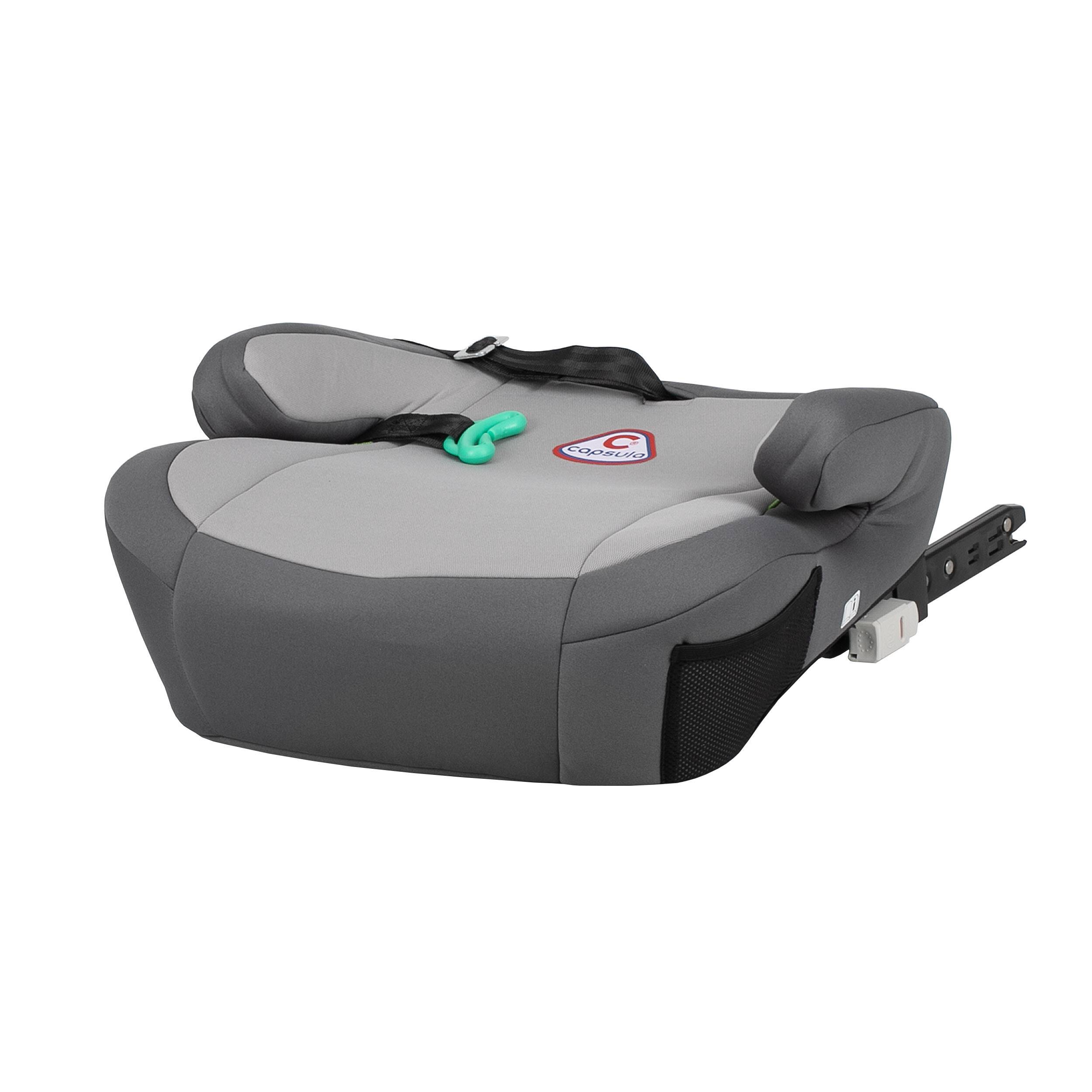 capsula® Sitzerhöhung JR-4-i-Fix i-Size ISOFIX Autokindersitz Pkw grau R129 zertifiziert (125-150 cm).