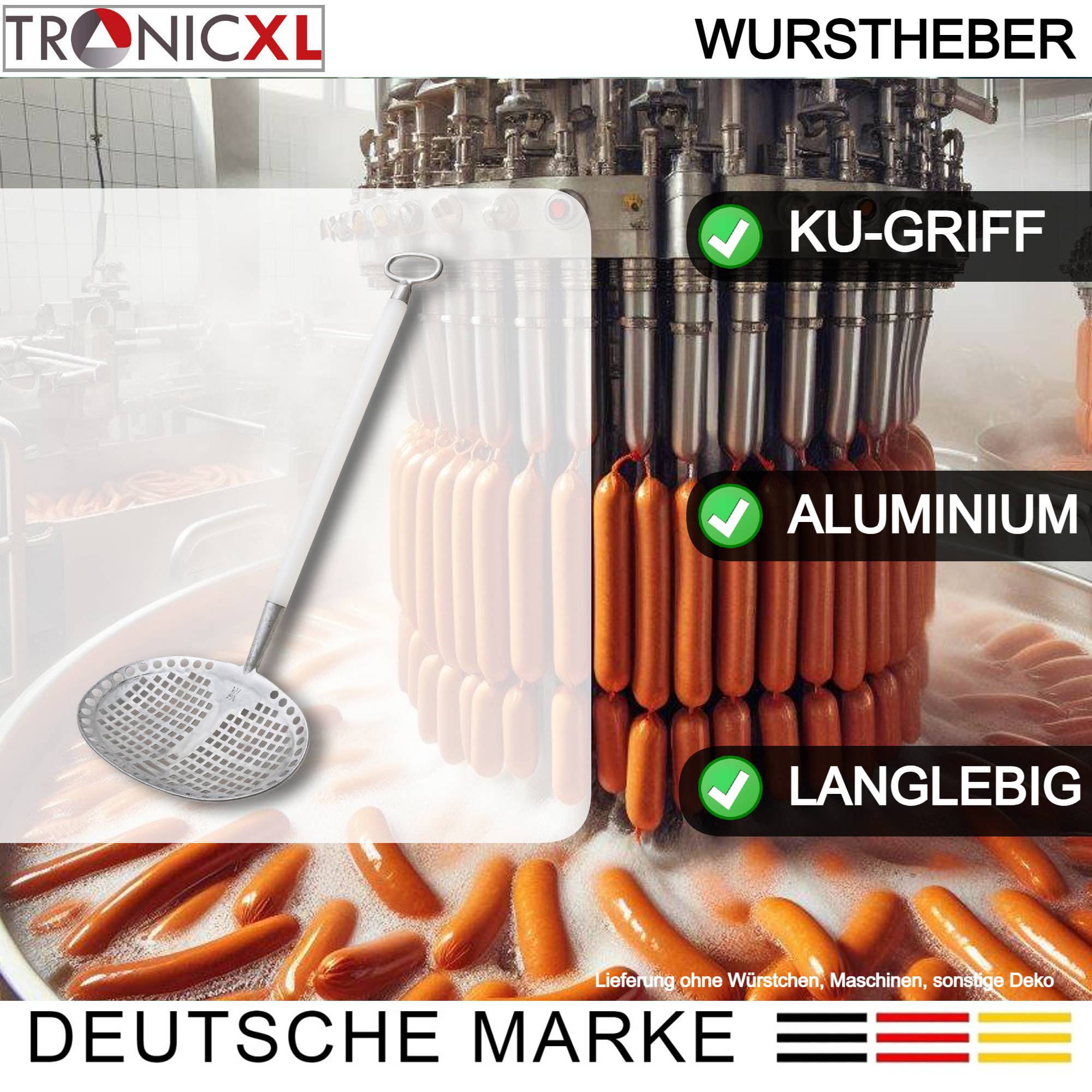Wurstheber 37 x 27 cm Alu KU Griff Kesselheber Wurst Heber Presssackheber Küchenzubehör Küchengeräte Gastronomie