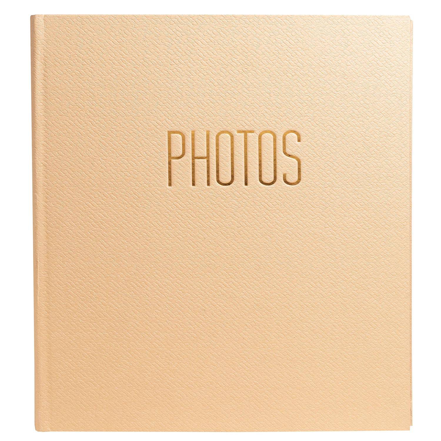 Beiger Fotoalbum-Umschlag mit dem Wort „FOTOS