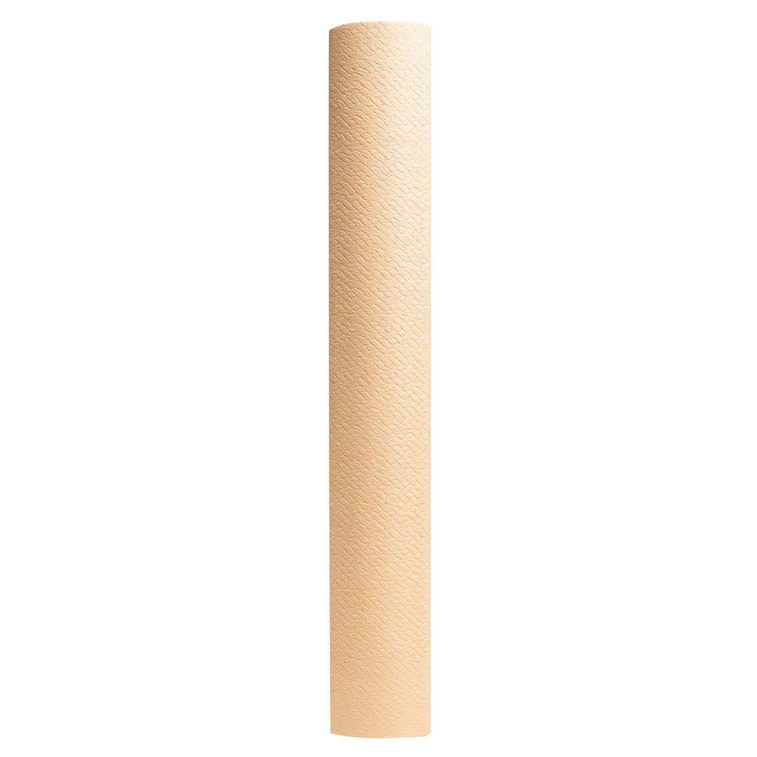Eine einzelne beige strukturierte zylindrische Rolle, die aufrecht auf einem schlichten weißen Hintergrund steht.