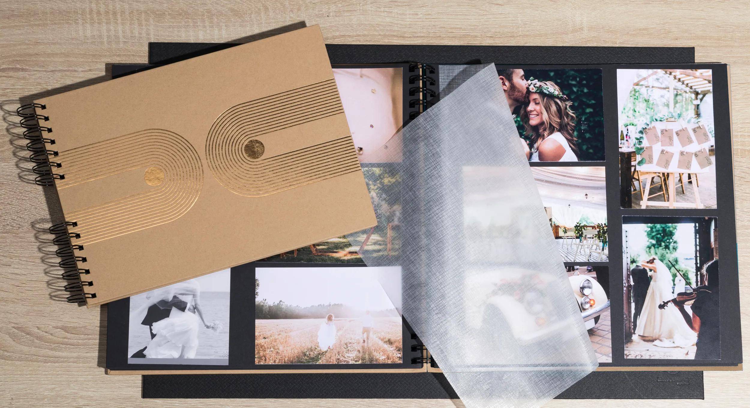 Exacompta Fotoalbum mit Spiralbindung 60S schwarz 32x32 cm - Kraft - 16849E