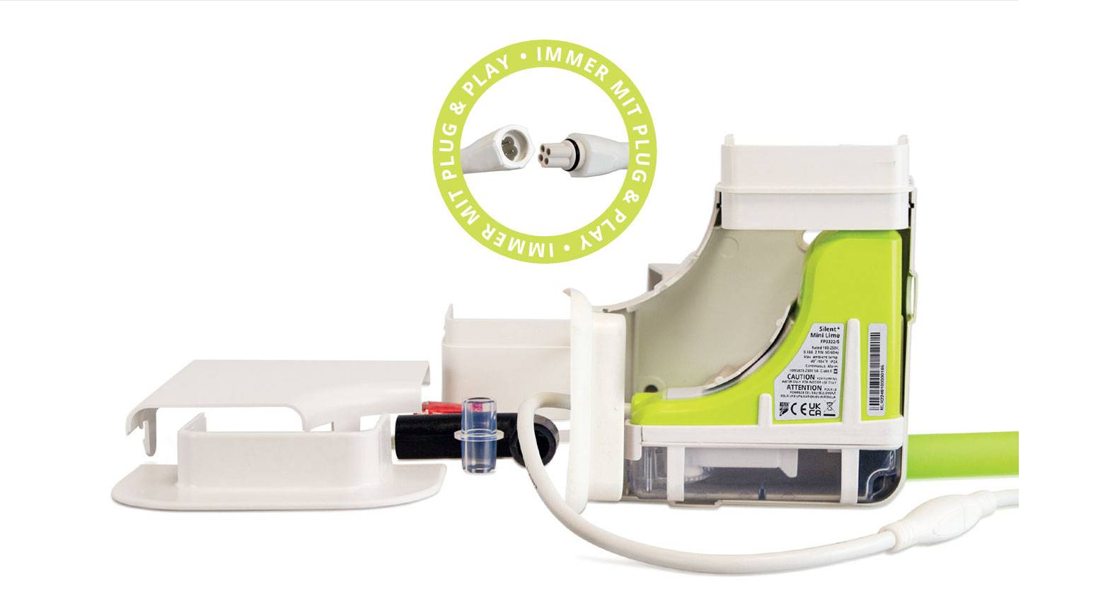 ASPEN Silent + Mini Lime Eckkanal- Kondensatpumpe für Wand- Klimageräte / 5. Generation | Typ:Slimline weiß