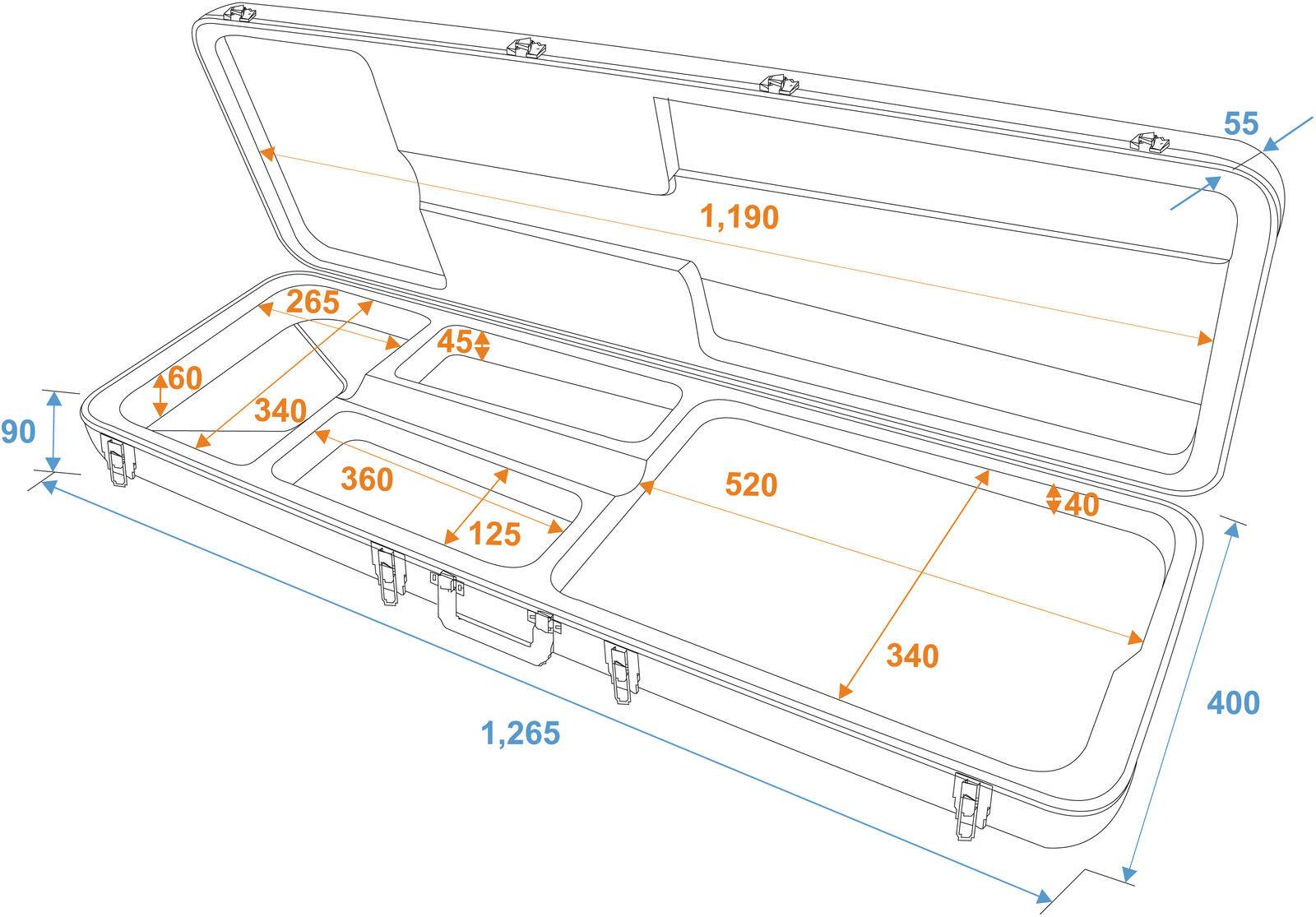DIMAVERY ABS-Case für E-Bass, rechteck