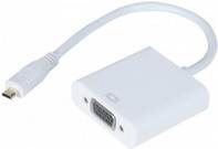 Ein weißer VGA-Adapter mit Kabel, der zum Anschluss von Geräten an einen Monitor oder Projektor verwendet wird.