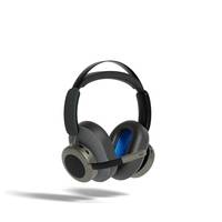 Schwarze Over-Ear-Kopfhörer mit Boom-Mikrofon auf weißem Hintergrund