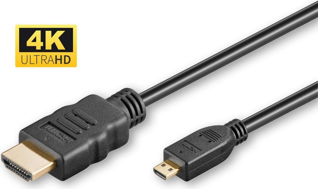 MicroConnect HDMI 1.4 A-D cable, 2m ethernet & double shielding
