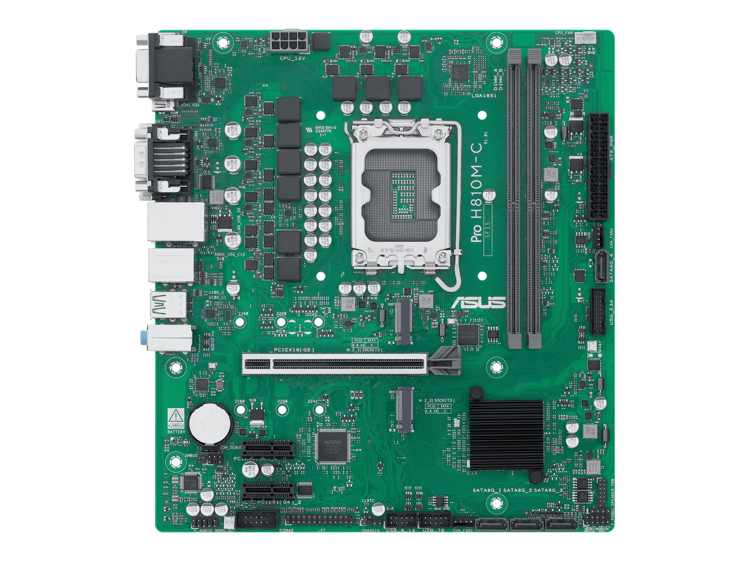 ASUS PRO H810M-C-CSM - Motherboard - micro ATX - LGA1851 Sockel - H810 Chipsatz - USB-C 3.2 Gen 1, USB 3.2 Gen 2, USB 3.2 Gen 1 - Gigabit LAN
