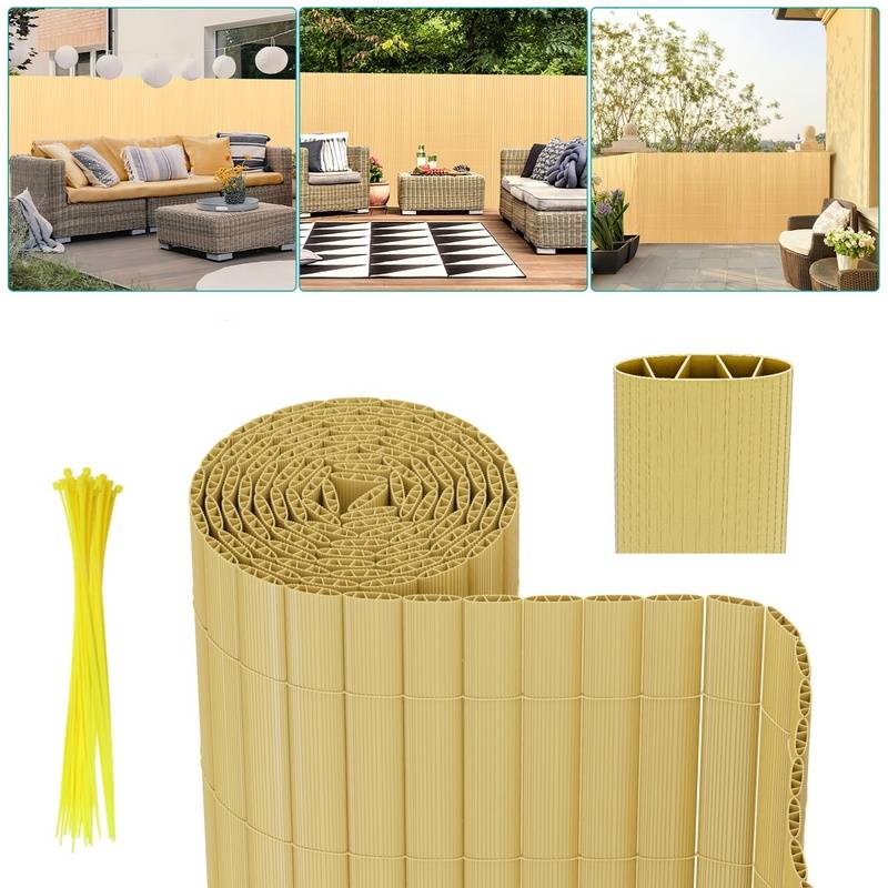 PVC Sichtschutzmatte Verstärkung Innen, Balkon Sichtschutz mit Kabelbindern, Sichtschutzzaun Windschutz Wasserdicht ohne Bohren für Balkon Garten,