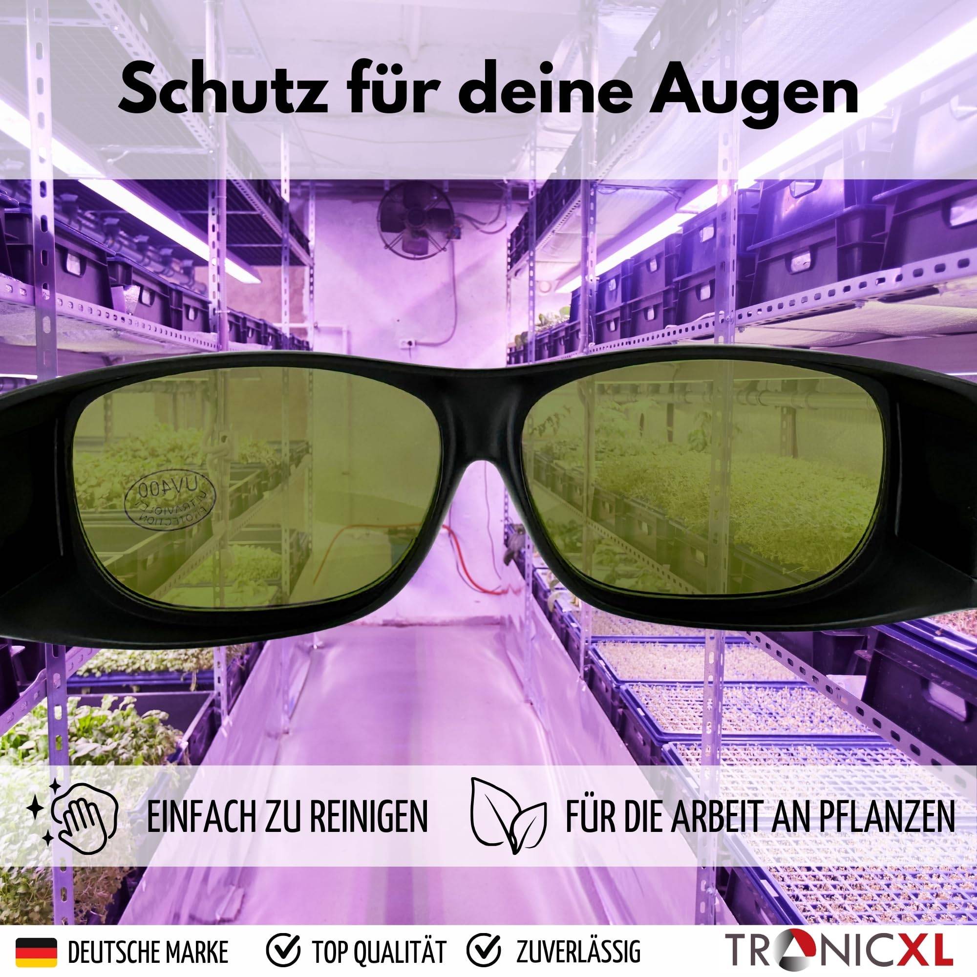 2 Stück Grow UV Schutzbrille LED Vollspektrum für Growbox Growroom Pflanzen Lampen Schutz Brille Gewächshäuser Hydroponik gegen IR & UV Beleuchtun