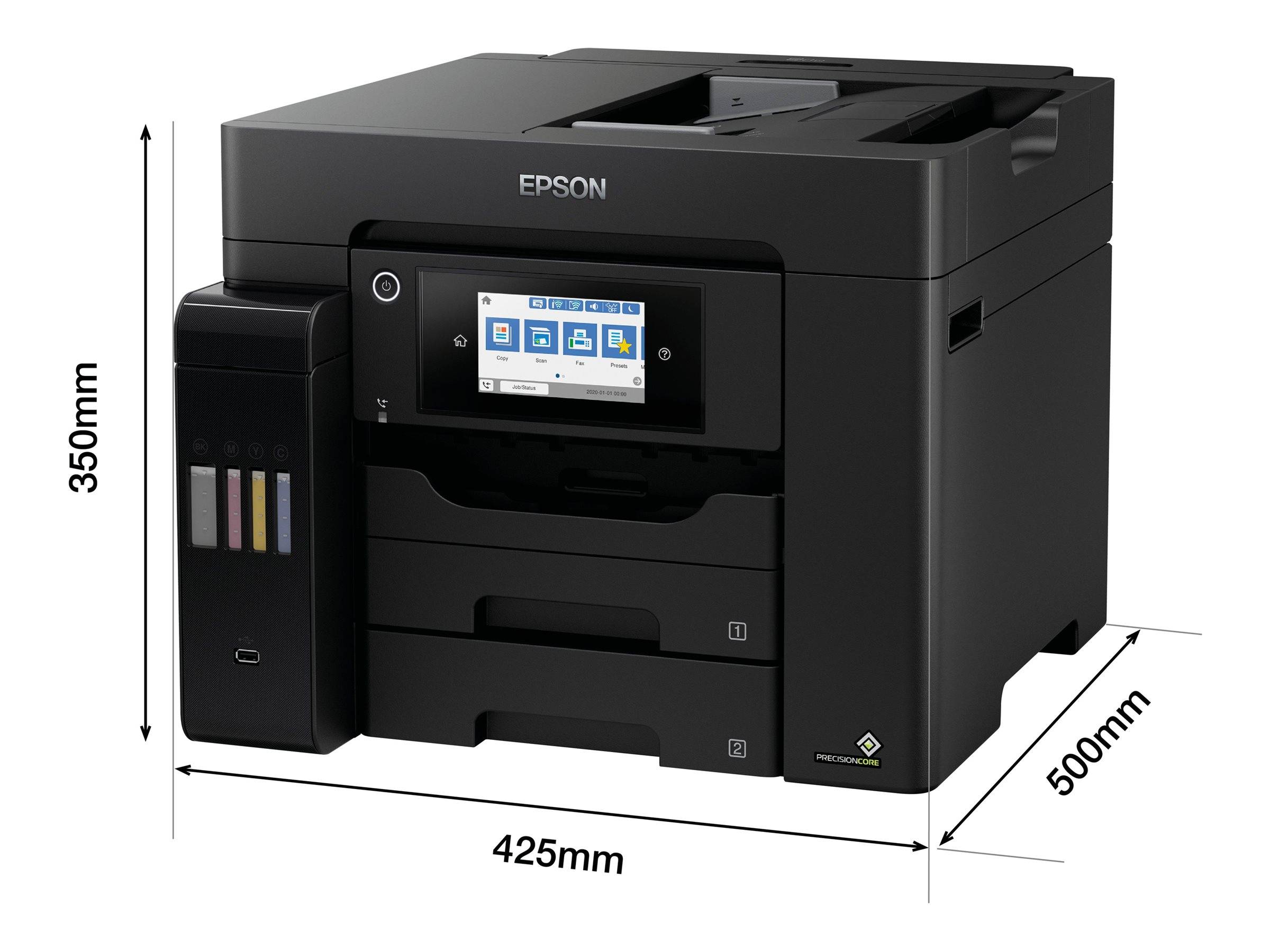 EPSON EcoTank ET-5855 MFP colour inkjet ITS A4 25ppm Print 550sheets USB LAN Wi-Fi Black