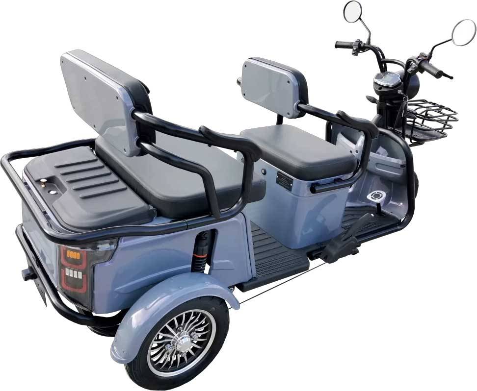 MoveEco P1-00 Elektrisches Dreirad für 2 Personen Mobilität für alle Generationen 25km/h Steingrau Seniorenmobil 2 Jahre