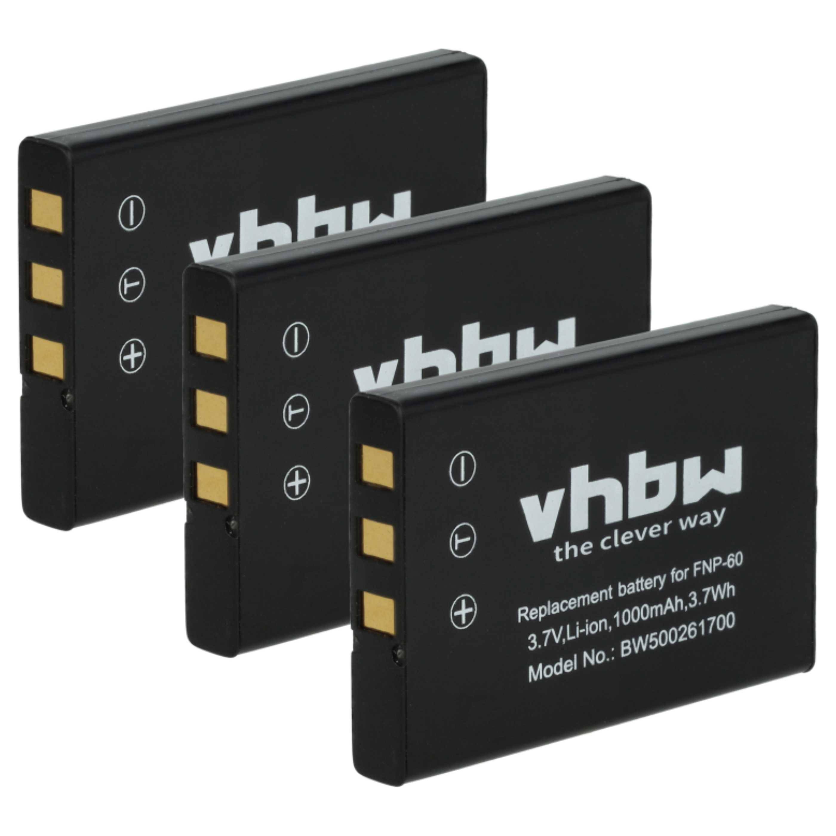 vhbw 3x Akku Ersatz für HP L1812A, Q2232-80001, A1812A, R07 für Kamera (1000 mAh, 3,6 V, Li-Ion)