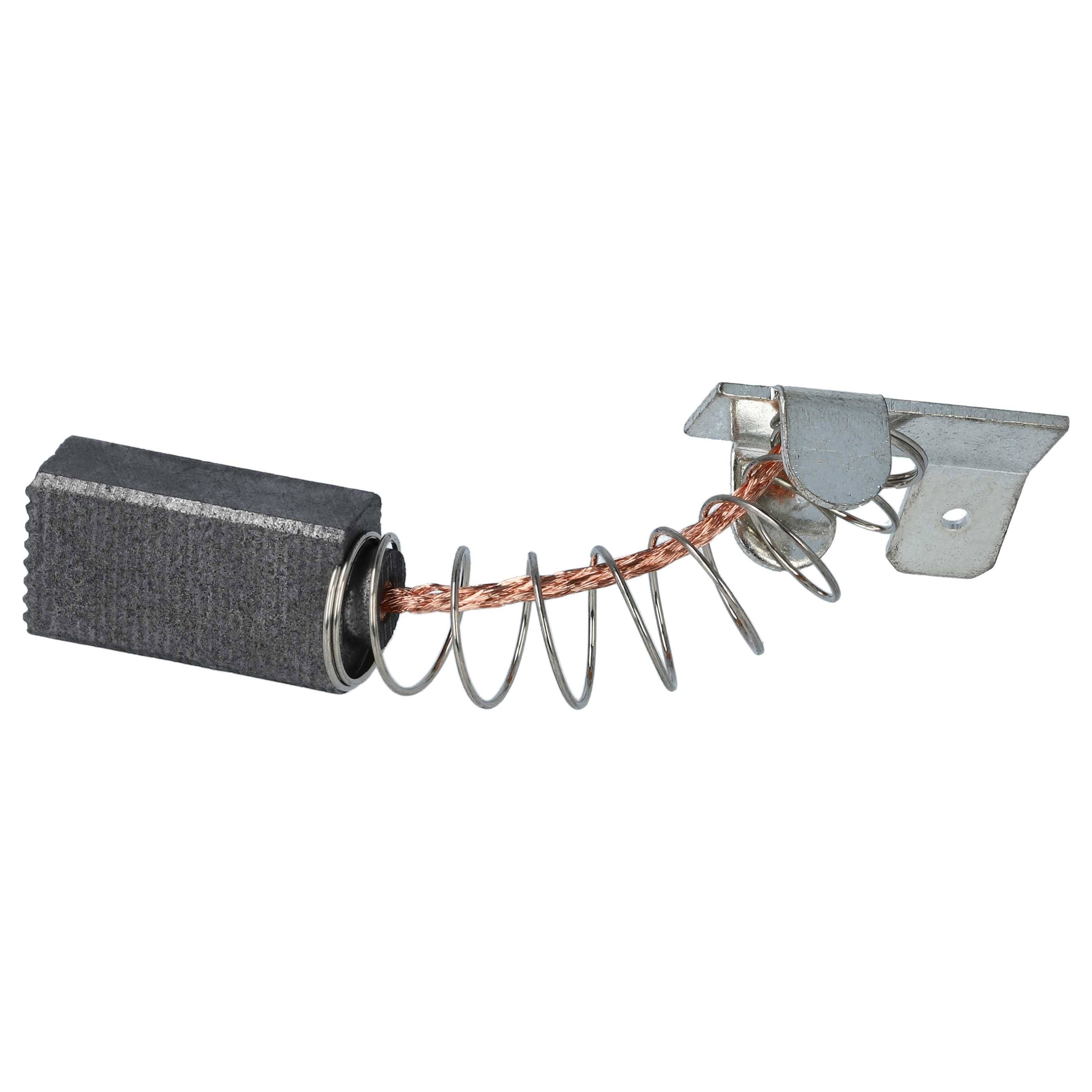 Eine Kohlebürste mit einer Feder und einem Metallclip, die in Elektromotoren zur Übertragung von elektrischem Strom verwendet wird.