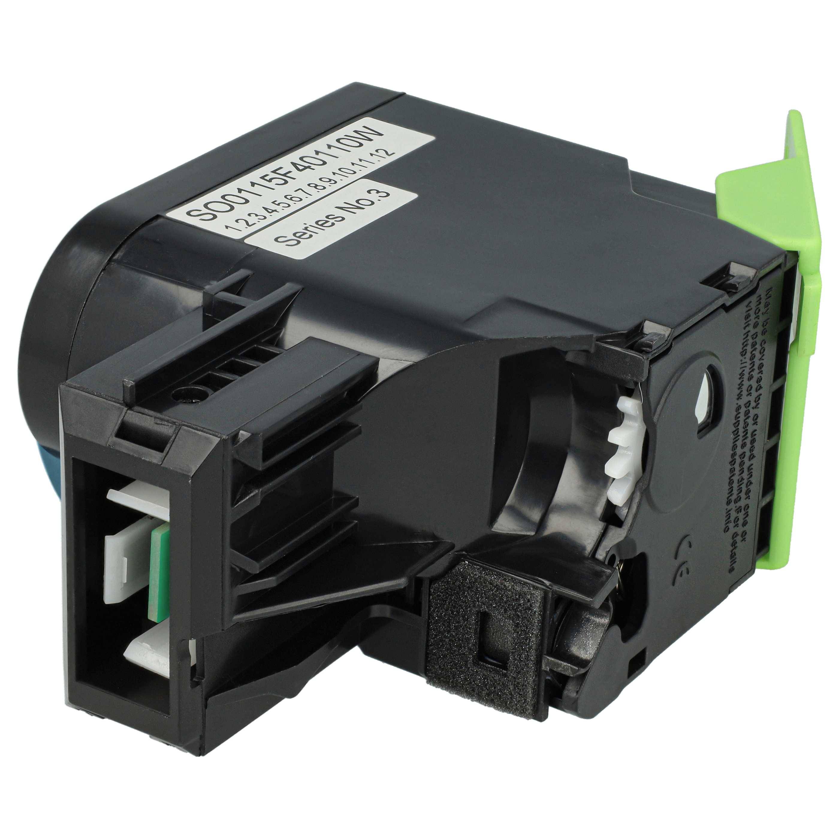 Eine schwarze und grüne elektrische Komponente mit Zahnrädern und der Beschriftung 