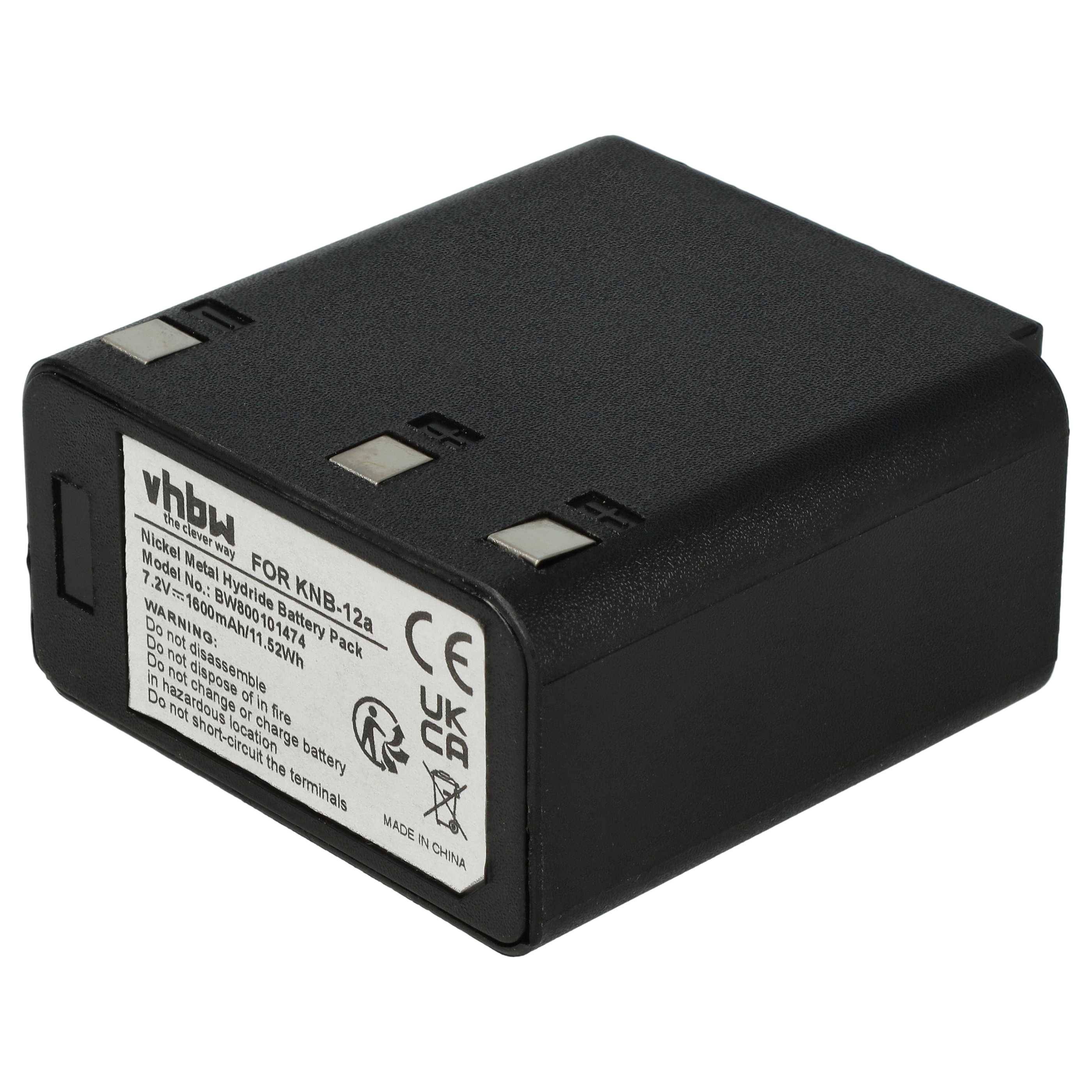Eine schwarze vhbw Marke Nickel-Metallhydrid-Batterie mit der Bezeichnung „FÜR KNB-12A