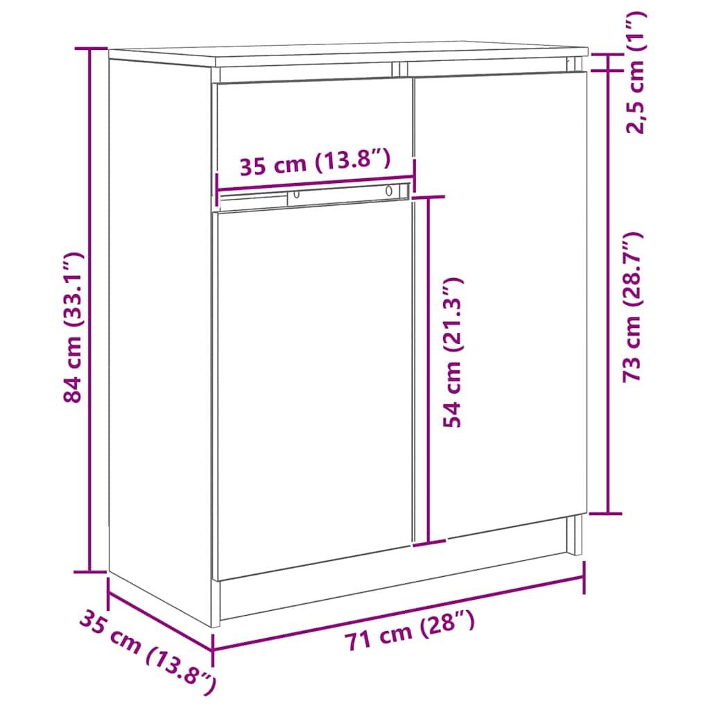 vidaXL Sideboard mit Schublade Weiß 71x35x84 cm Holzwerkstoff